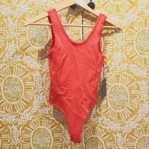 Coral Bodysuit Ribbed Tank Top Size Small
